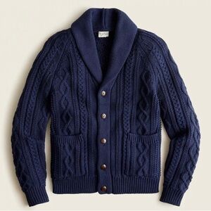 Like New J. Crew Cable Knit Shawl Collar Cardigan Sweater